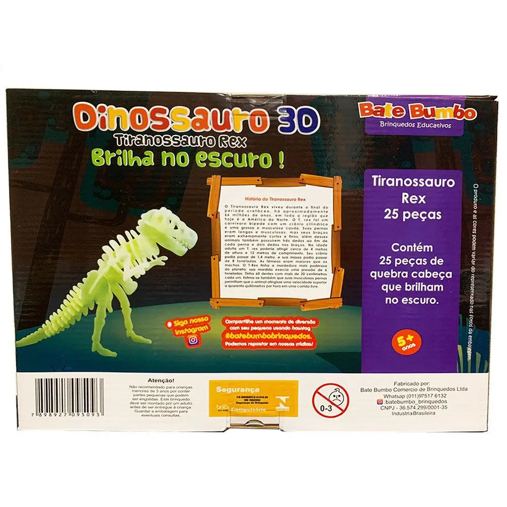 Dinossauro 3D Brilha no Escuro